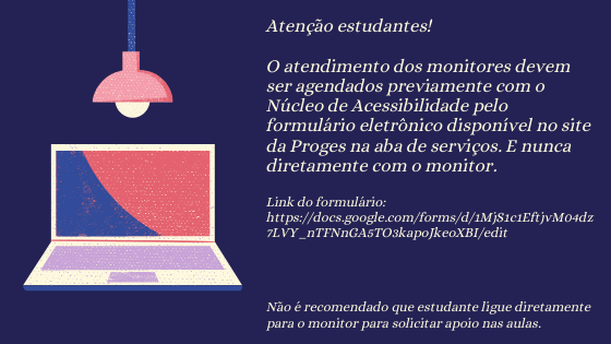 Informativo sobre o atendimento dos monitores